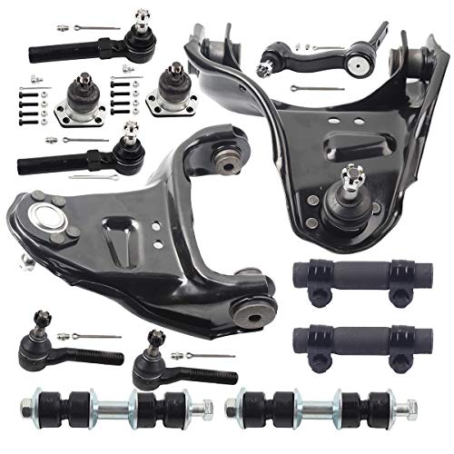 DLZ 13Pcs Front Suspension Kit-Upper Control Arm Upper Ball Joint Inner Outer Tie Rod End Adjusting Sleeve Sway Bar Idler Arm Compatible with Blazer 99-01, Replacement for GMC Jimmy 98-02 K620173