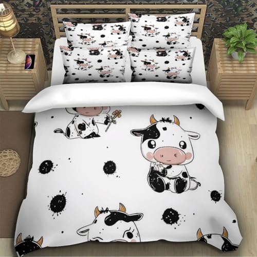 Housse de couette chat mignon 220x240 cm avec taies en microfibre 3D - 5
