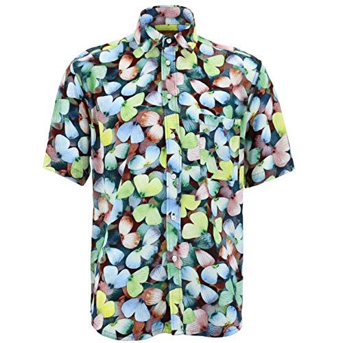Chemise courte vert papillons idéale pour vos terrasses d'été