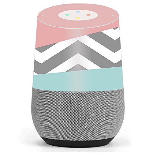 Skin Decal Vinyl Wrap for Google Home Stickers Skins Cover/Pink Teal Gray Chevron Pattern