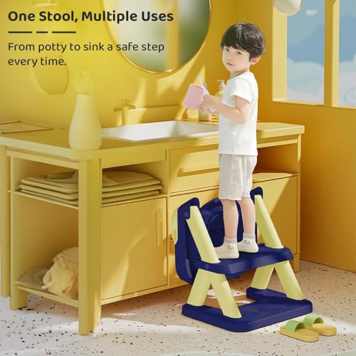 Image of StarAndDaisy Baby Potty Training Seat for Kids 1-3 Years | Toilet Seat for Kids with Height Adjustable & Removable Soft Cushion, Fits All Western Toilets seat (Blue Yellow)