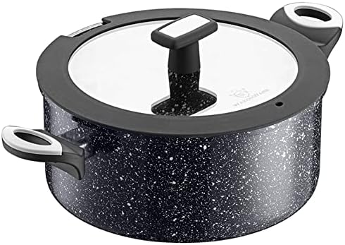 5.25 Quart Ceramic Nonstick Casserole Stockpot, Anti-Warp Non Toxic PTFE APEO PFOA Free Nonstick Pot With Lid, Induction Compatible (WaxonWare Stonetec Series)