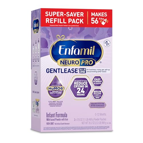 Image of Enfamil NeuroPro Gentlease for easing Fussiness, Crying, Gas, Spit-up in 24 Hrs, Smaller Proteins for Easy Digestion, Brain Supporting DHA, Prebiotic Blend, HuMO6*, Baby Formula, Powder Refill Box, 35.2 Oz