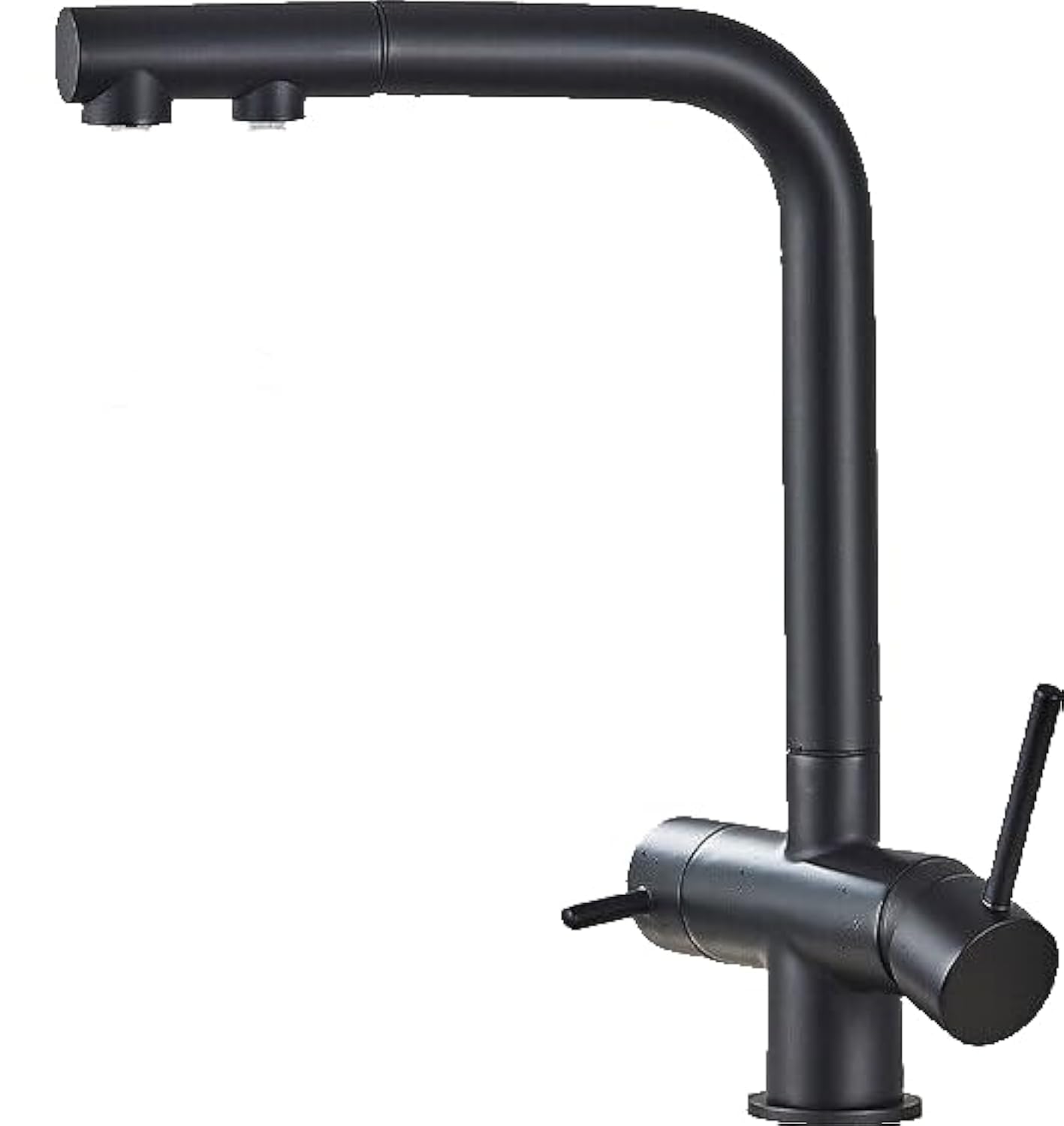 Félix - Grifo extensible de 3 vías, color negro mate, de acero inoxidable, para cocina, grifo mezclador de 360 grados, filtro de 3 conexiones