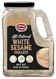 White Sesame Seeds 6 LB Jar - Hulled | Raw | Perfect for Tahini, Salad Dressing, Baking & Cooking - By Spicy World