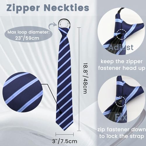 Image of Mens Tie Pre-tied Adjustable Men's Neckties, Zipper Ties for Men Accessories Business Wedding Party