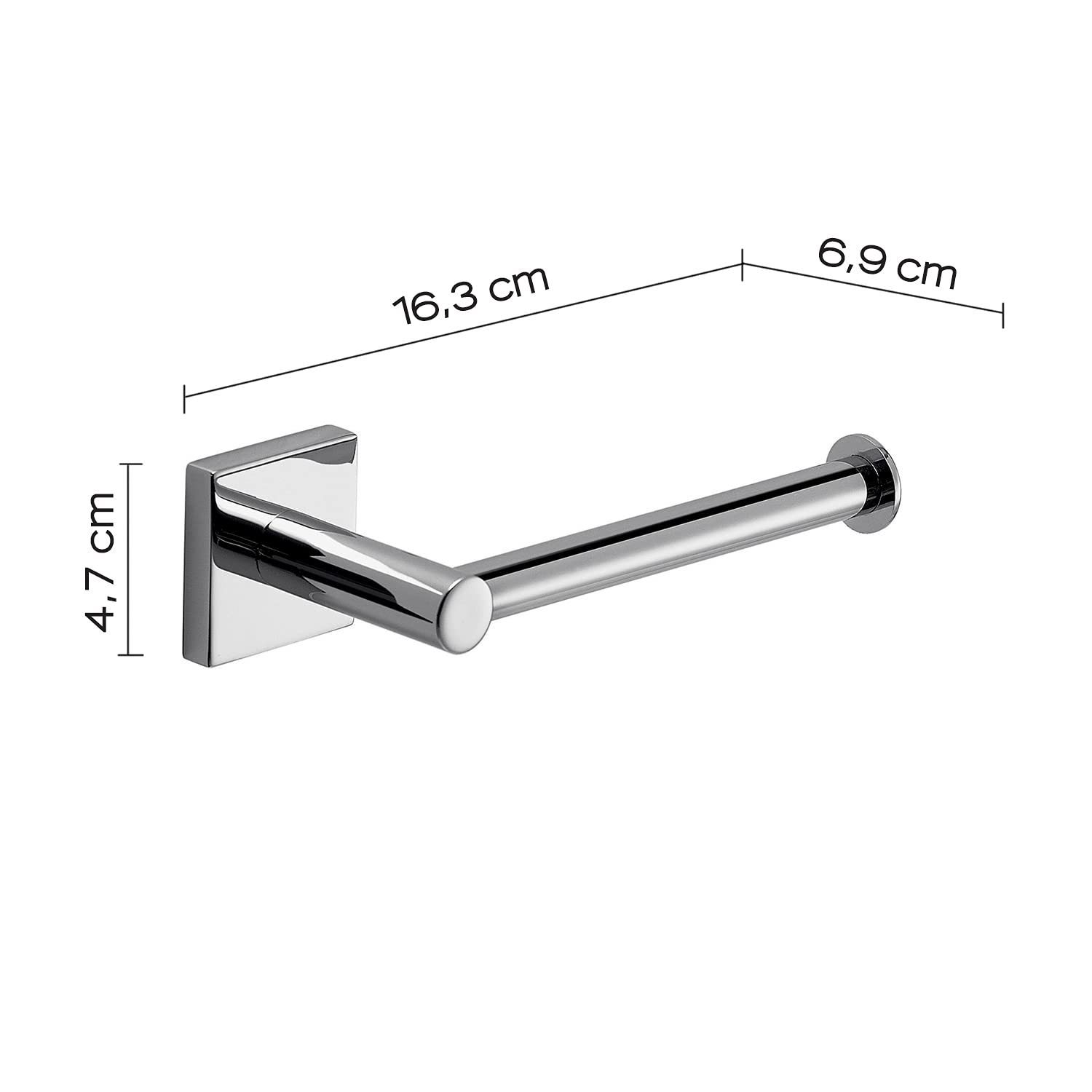 GEDY Manila Porta Rotolo Carta igienica, Colore Cromo, Componenti Realizzati in Acciaio Inox 304, Cromall e Vetro Satinato, Garanzia 15 Anni, Misure 4,7 x 16,3 x 6,9 CM e Peso 0,1 kg, Design R&S Gedy
