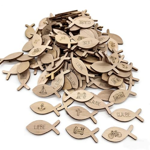 Quesuc 50 Pièces Poisson Déco Poisson Baptême Décoration Murale Poisson Bois Tranches Bois Décoration Table Communion Accessoires Maison Bois Pour...