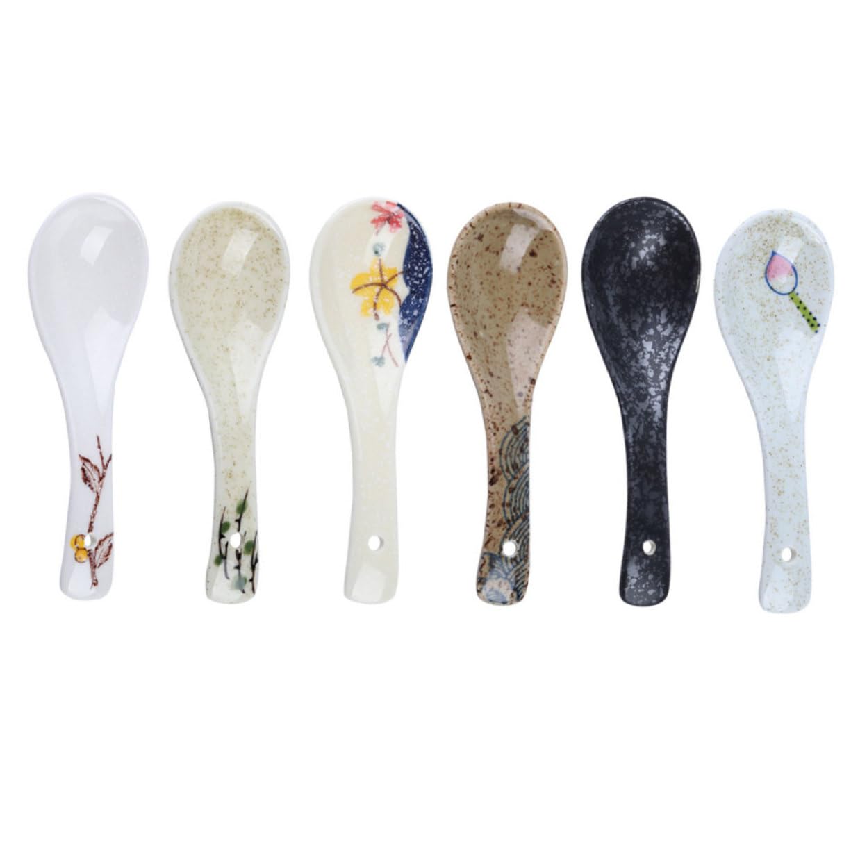 Cuillères à soupe en céramique assorties de taille moyenne Jojofuny x6
