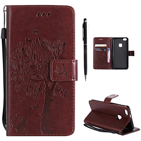 Hancda Hülle für Huawei P10 Lite Hülle Leder Flip Case Cover