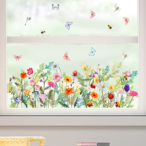 Vinilo decorativo floral adhesivo electrostático 30x90cm 2 piezas miniatura 1