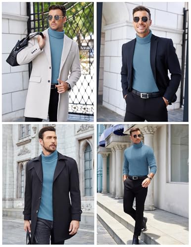 Image of COOFANDY Men's Ribbed Turtleneck Sweater Casual Basic Long Sleeve Knitted Pullover Sweater