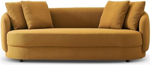 Ashcroft Furniture Co Perten Japandi Style - Sofá curvo de tela amarilla oscura con curvas