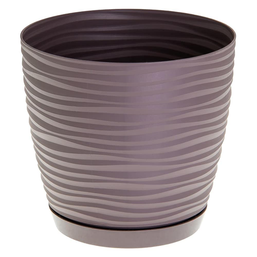 KORAD 3D Sahara Plant Pots with Matching Saucers. Decorative Planters with Drainage Holes for Indoor and Outdoor. Available in 7 Sizes and 8 Colours- (Stone, Ø11 cm(4.33 inches)