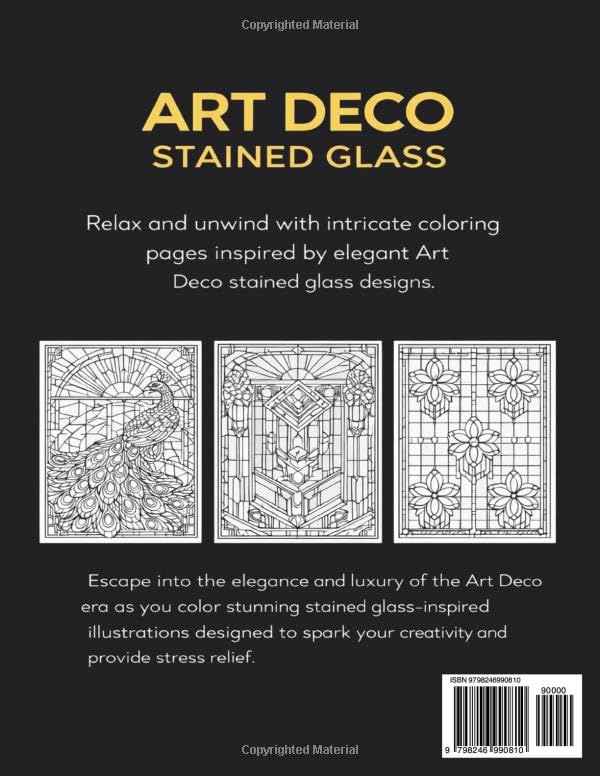 Art Deco Stained Glass Coloring Book: Intricate Art Deco Stained Glass Designs for Relaxation, Creativity, and Stress Relief. Best for adults. Great gift for vacations, holidays, and free time. image 3