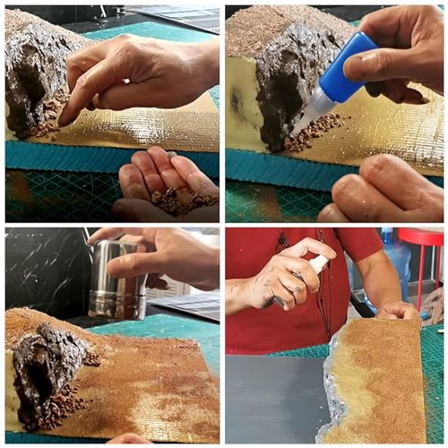 Attuslla Miniature Rock Basing Kit Miniature Rock Landscape Rocks DIY Terrain Model Kit Basing Kit for Terrain Scenery Landscape Model Railroad Sand Table Material, Black and Dark Red - Image 2