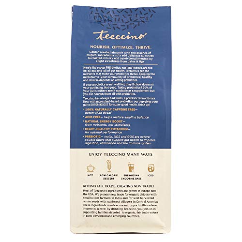 Teeccino Macadamia Nut Prebiotic Superboost™ Coffee Alternative - Support Your Probiotics With Caffeine-Free Herbal Coffee Featuring 3 Vegan Prebiotics For Good Gut Health & Regularity, 10 Ounce #TOP1