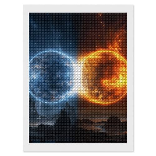 Broderie diamant planètes de feu et d'eau Diamonds - Toile premium 5D