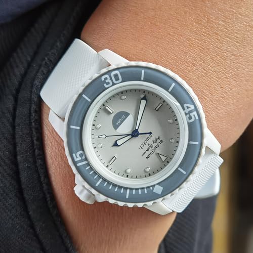 Image of 22 MM Watch Strap Replacement for Blancpain X Swatch with Hex Spanner Quick Release Silicone Watch Band Compatible with Bioceramic SCUBA Fifty Fathoms