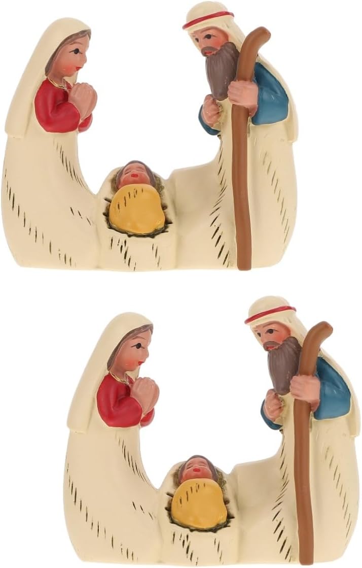 Hemobllo 2pcs Jesus Birth Statue Religious Adornment for Church Home Decor Lightweight Nativity Figurine for Christmas Year Use