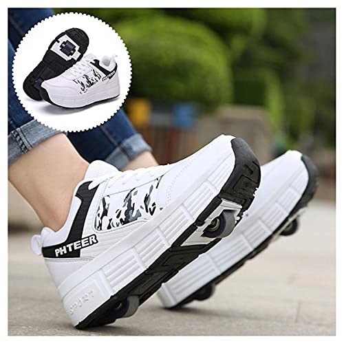 Outdoor Skates Deformed Roller Skates Boys And Girls Two Wheel Adjustable Telescopic Roller Skates Comfortable And Breathable Entertainment Roller Skates/436 (Color : Branco, Size : 41)