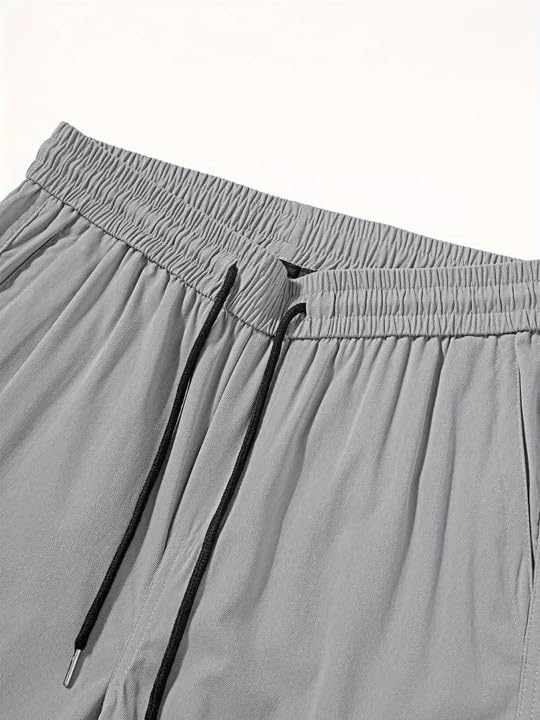 Image of Men's Cotton Cargo Pants for Men | Relaxed Loose Fit Drawstring Waist Cargo Trousers | Multi Pocket Casual Utility Pants for Outdoor, Travel