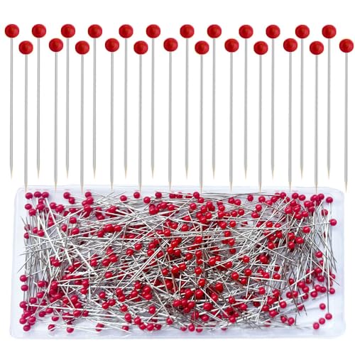 Sunenlyst 500 PCS Sewing Pins, 1.75IN Quilting Pins Long Red
