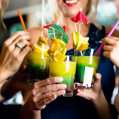 Image of Tomnk 140 Pack Smoothie Straws, 8.25 Inches Straws Disposable, Milkshake Plastic Straws in Assorted Bright Colors