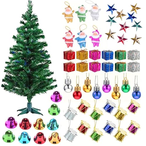 Image of Christmas Xmas Tree with 69 Decoration Ornaments 4 feet for Home Decoration- X-mas Tree for Christmas Decor with Props- Home Office Living Room Decor- Gifts with Plastic Stand