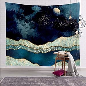 Proumhang Tapestry Tapijtwerk van gouden landschap van psychedelische aard Tapijtwerk tapijt Achtergrond doek blad huis…