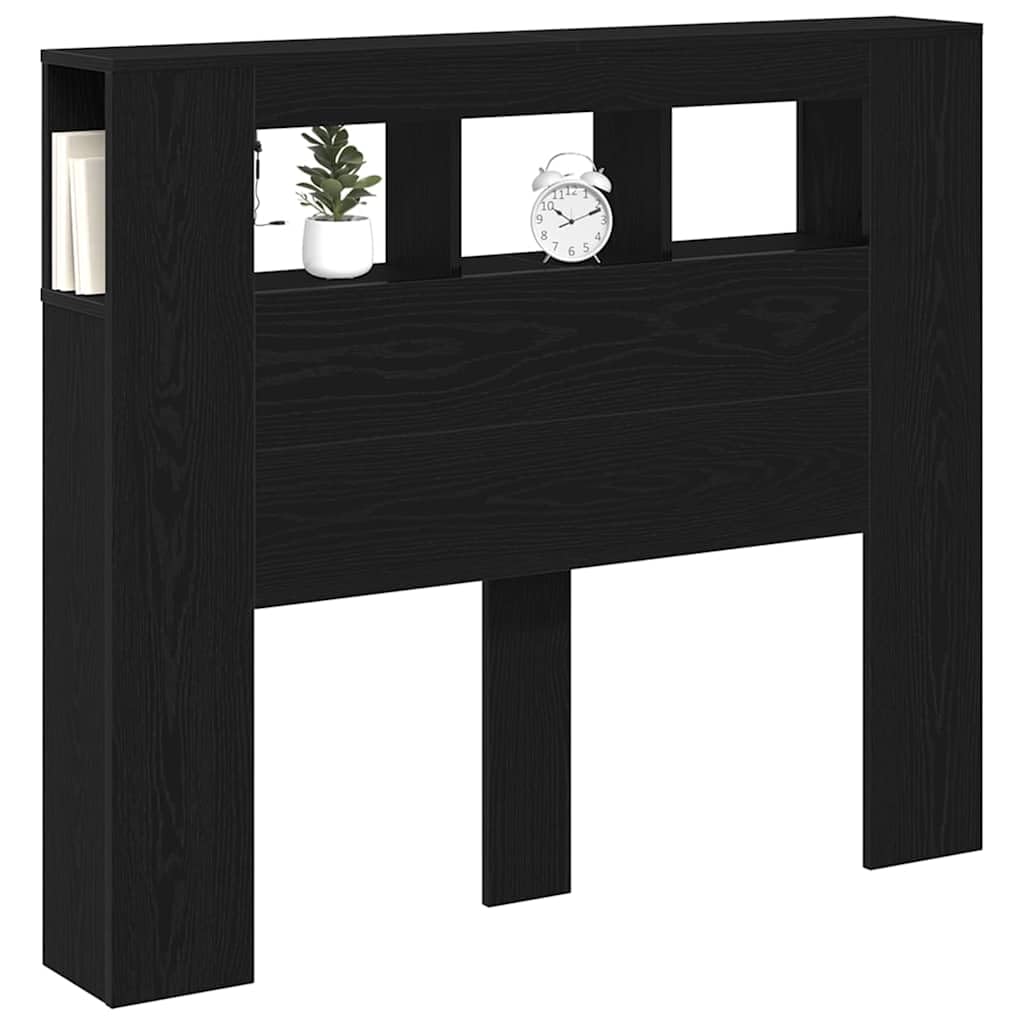 vidaXL LED Headboard Black Oak Engineered Wood