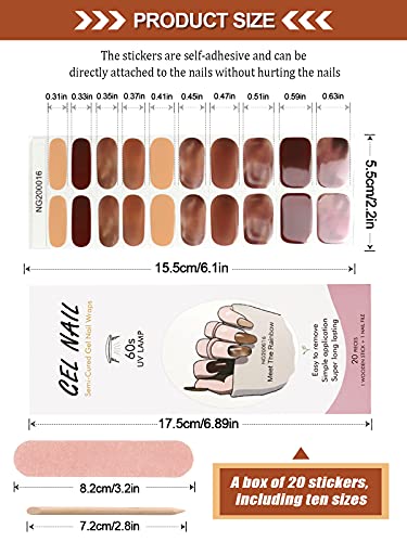 Kalolary 20 Stickers Nagelgellakstrips, volledig omwikkeld Nagellakstickers Uitgeharde gelnagelstrips Zelfklevende… - Afbeelding 3