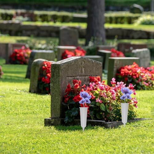 Jarrones de plástico para flores conmemorativas en cementerios, 24 ud 8