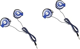 Mikikit Clip Headphones - 2pcs On-Ear Headphones 3.5mm Clip Type Earphones Earhook Headphones Stereo Headphones Wired Earphones Clip On Headphones for Smartphone Computer, Blue