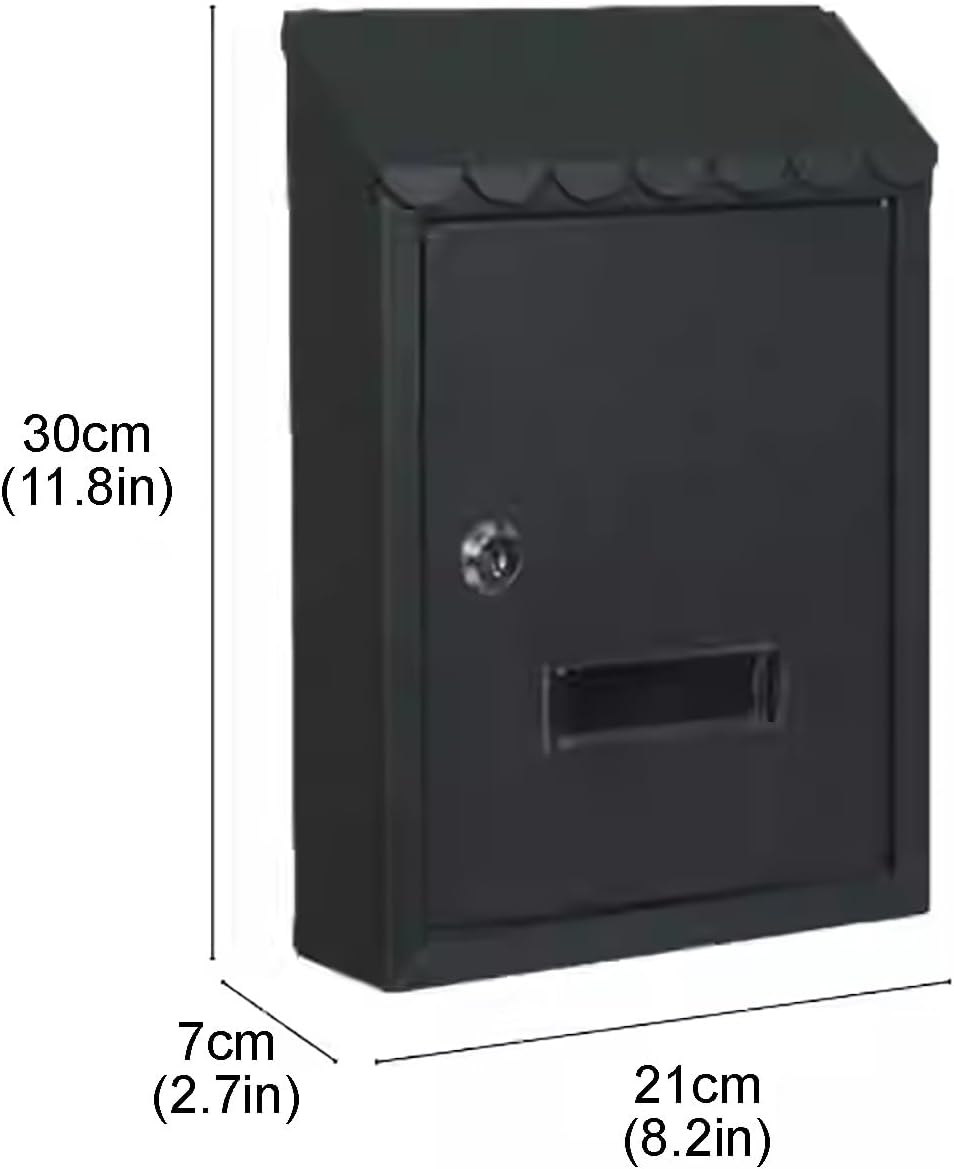 Mailboxes for Outside, Wall Mount Mailbox with Key Lock, Large Capacity, Galvanized Steel Mailbox for Mail Packages Donations and Voting(Black)