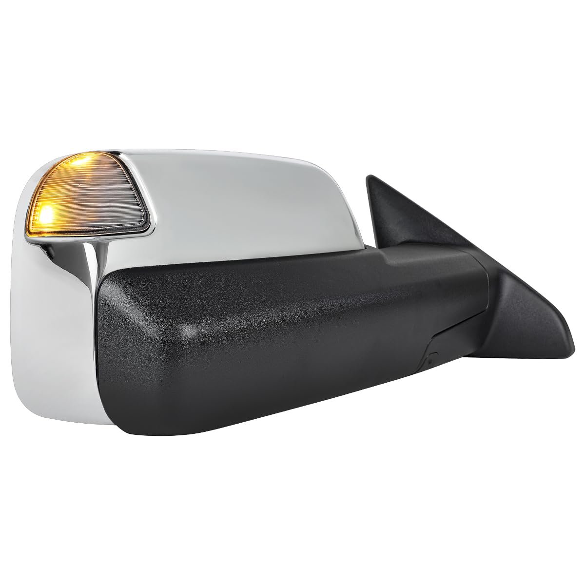 Spec-D Tuning Chrome Right Passenger Side Power Heated Manual Fold Tow Mirror w/Puddle Light + Blind Spot Compatible with 2019-2022 Ram 2500 3500