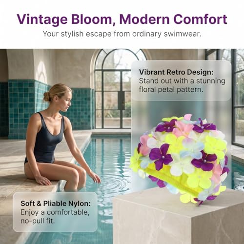 Bonnet de bain à fleurs pour ne plus serrer les cheveux longs - 3