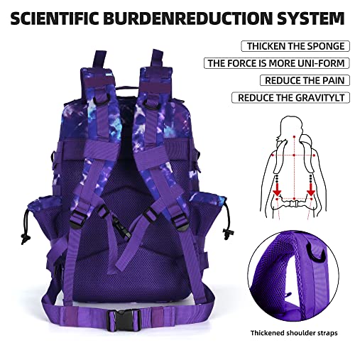 Lovelinks21 45L Tactical Assault Backpack 3 day assault pack with Molle Waterproof backpack Rucksack for Tactical Backpacks (Purple Camo) - Image 5