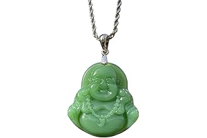 Mens Womens Luck Happy Light Green Jade Buddha Pendant Laughing Buddha Statue...
