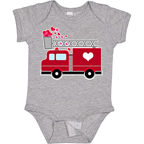 inktastic Valentine's Day Red Firetruck with Pink Hearts Baby Bodysuit