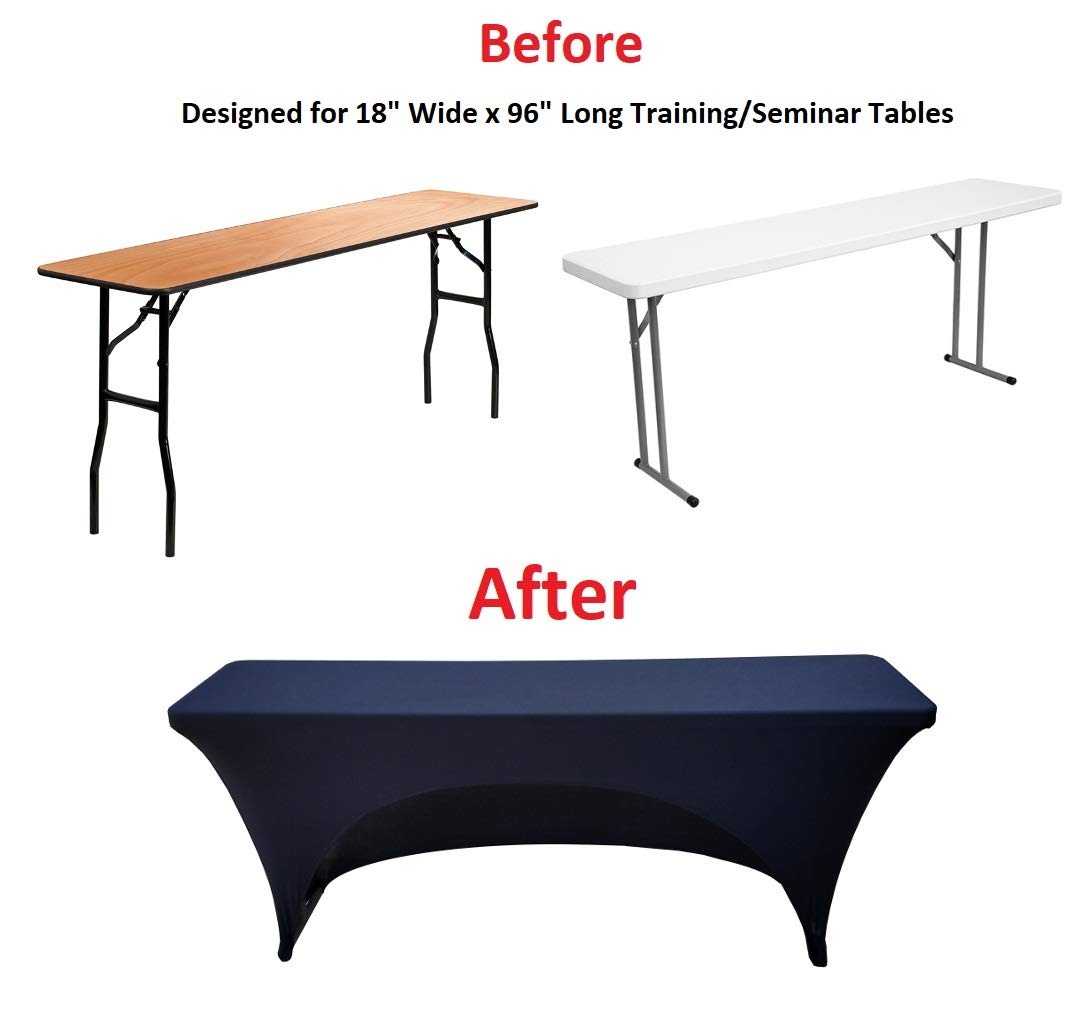 18x96 Rectangular Stretch Spandex Cover for Training Tables (Black)