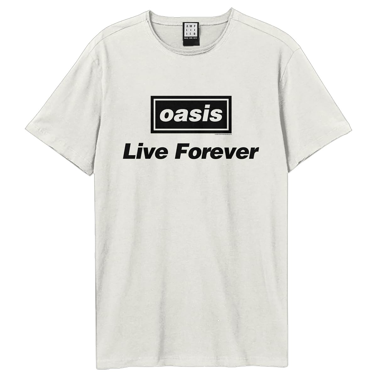 Amplified Men's Vintage White Unisex Adult Live Forever Oasis T-Shirt (Xl) (Vintage White)