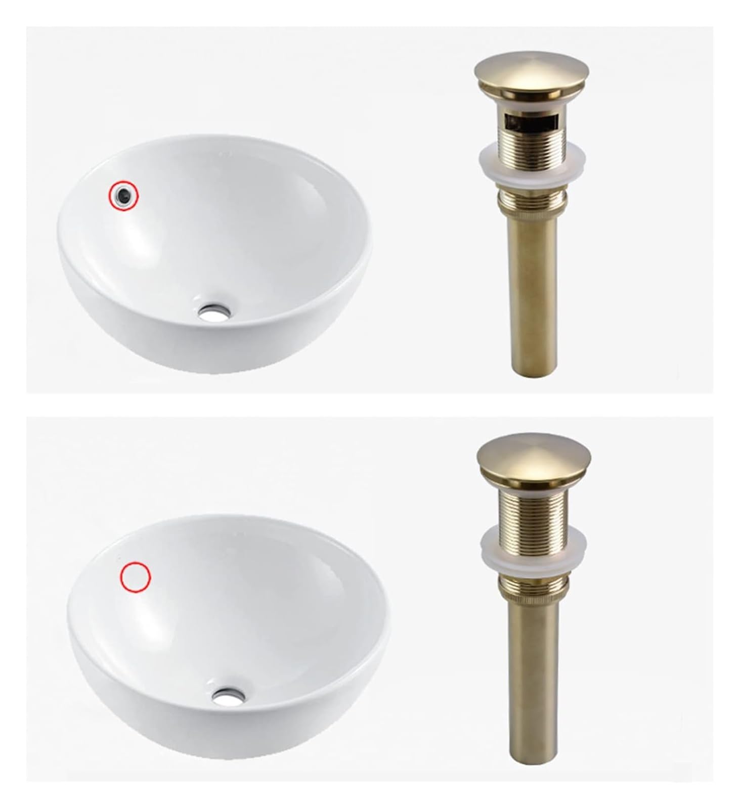 Korek do zlewu z odpływem typu pop-up i przelewem, odpływ odbijający z mosiądzu z otworem przelewowym lub bez(Brushed Gold a)