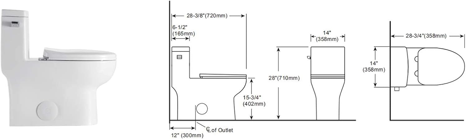 Buy 1 get 1 One Piece Toilet - Sarlai Tall Elongated Bathroom Toilet Comfort Height Dual Flush White Ceramic Modern Small Bathroom One Piece Toilet with Soft Seat, 12 Rough - In, Wax Ring Included Buy 1 get 1 One Piece Toilet - Sarlai Tall Elongated Bathroom Toilet Comfort Height Dual Flush White Ceramic Modern Small Bathroom One Piece Toilet with Soft Seat, 12 Rough - In, Wax Ring Included