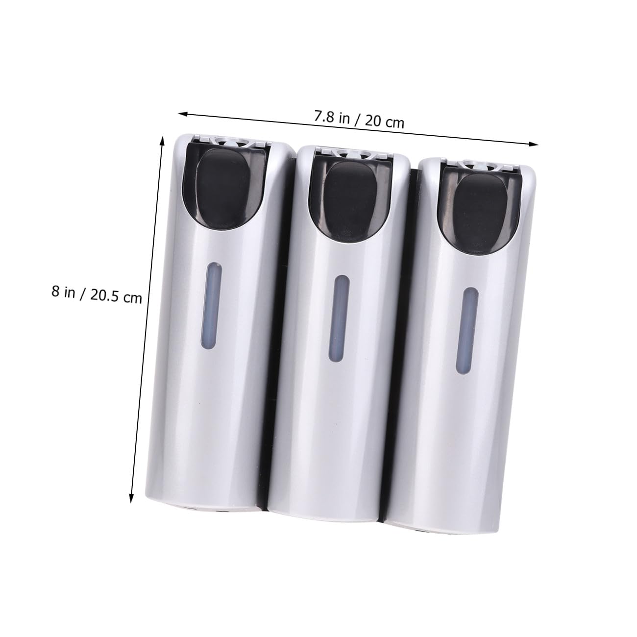 Dispenser Sapone da Parete Argento 3 Scomparti in Metallo e Plastica per Shampoo Bagnoschiuma e Lozione Supporto Bagno Facile da Installare e Pulire per Uso Domestico