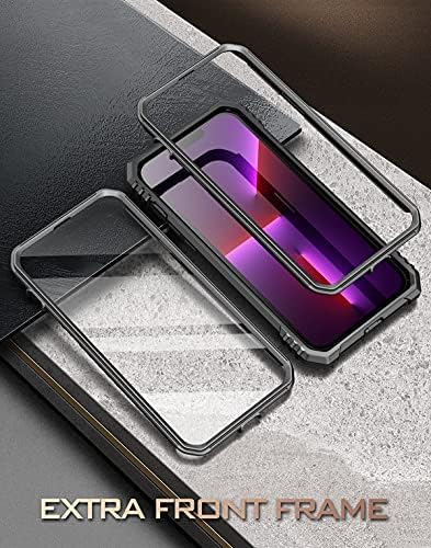 Poetic Revolution Series Case Compatible with iPhone 13 Pro Max 6.7 inch (2021 Release), Full-Body Rugged Shockproof Heavy Duty Protective Cover with Kickstand and Built-in Screen Protector, Black
