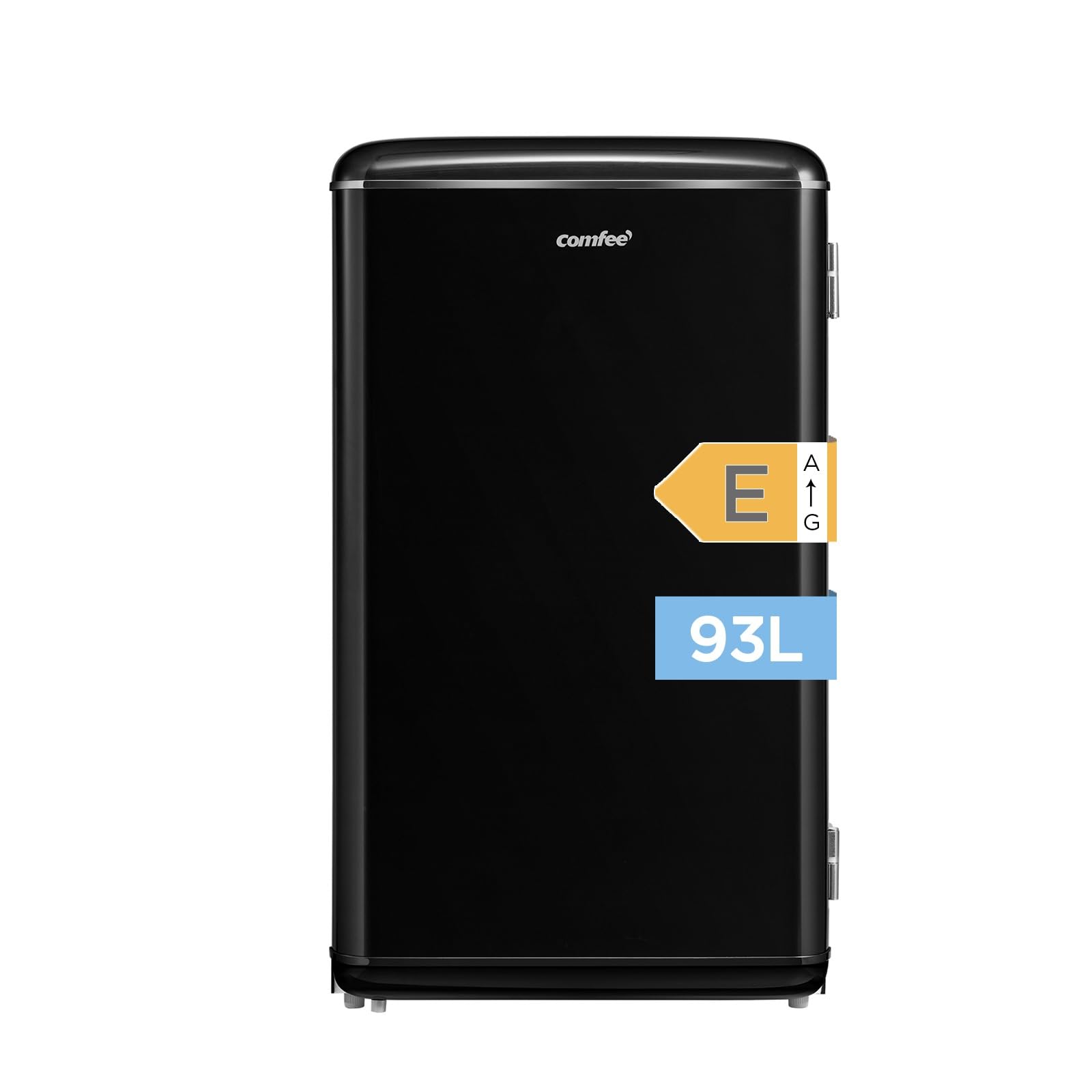 Comfee' RCD93BL2EURT(E) Refrigerator Underground, 93L, Black | Retro Freestanding Refrigerator, Refrigerator Compartment, Adjustable Thermostats, LED Light