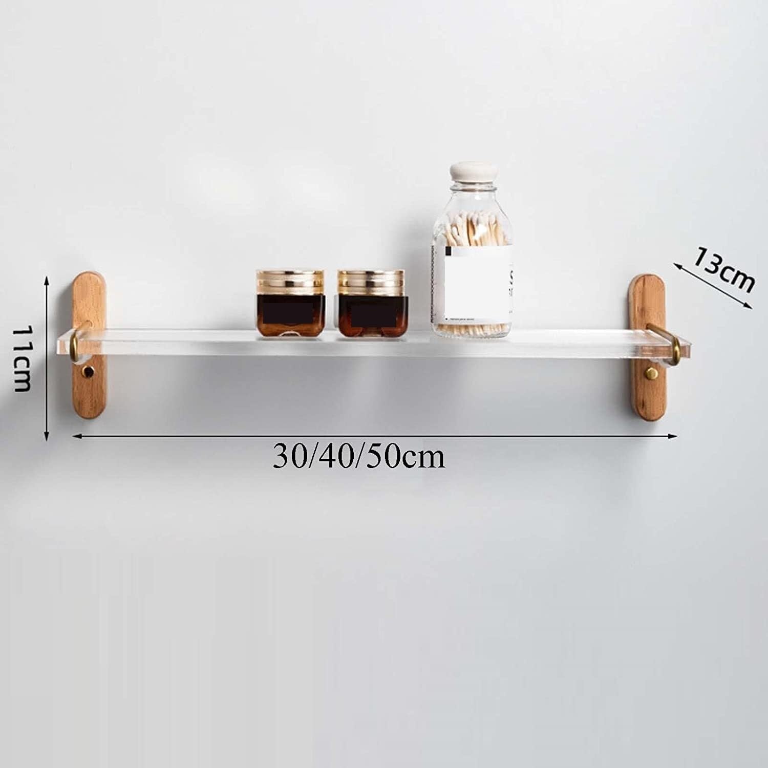 Mensola da Bagno per Doccia Cestino per Doccia A Parete Carrello per Doccia in Legno Nessun Adesivo di Perforazione per Il Bagno della Toilette Mensola Doccia(B,30cm)