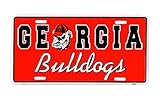 Georgia Bulldogs Red bkrnd Embossed Metal auto tag