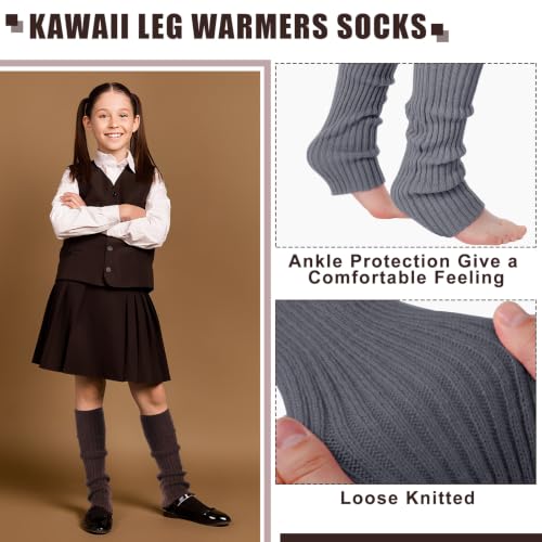 Image of Sintege 6 Pairs Leg Warmers for Girls Women | Kawaii Japanese Style Design, Soft Knitted Slouchy Boot Socks, Cute School Outfits Accessory for Girls, Lolita Costume